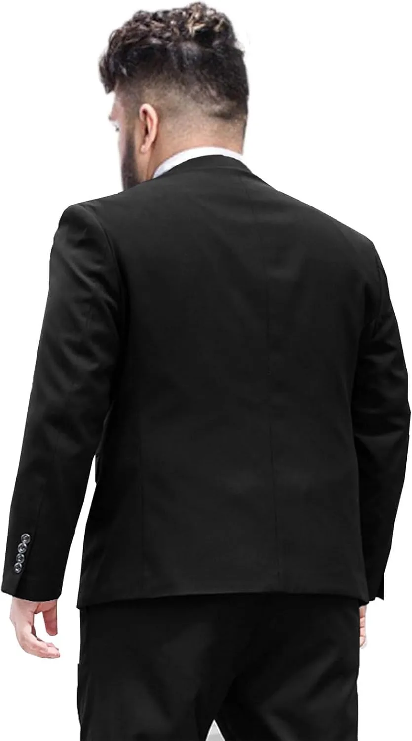 Men's Plus Size 3 Pieces Suit Big Tall Notch Lapel Two Buttons Wedding Tux Vest Pants