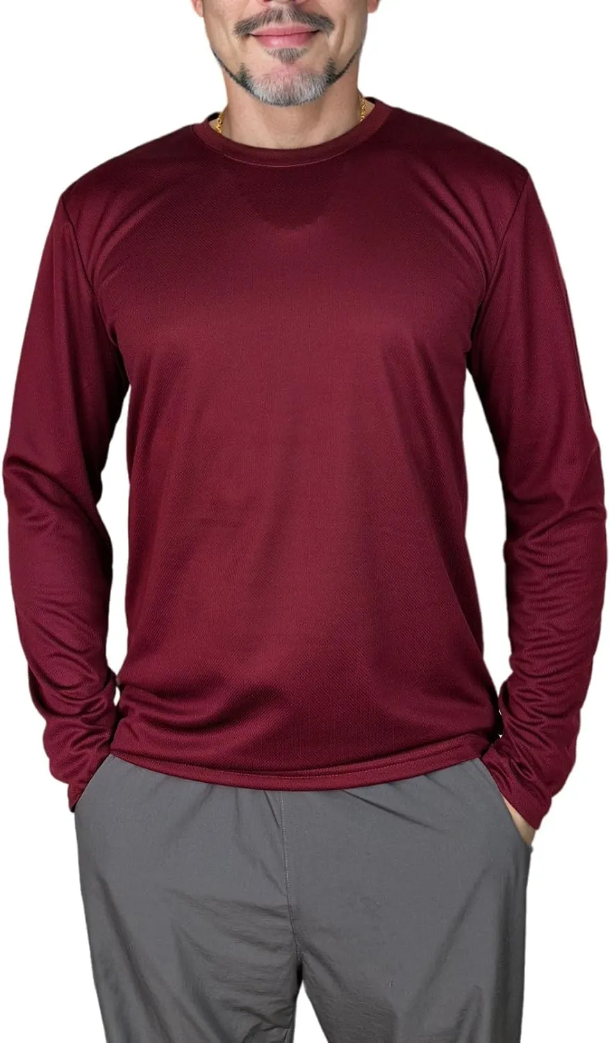 Mens Quick Dry T Shirts Long Sleeve Athletic Running Workout Sun Protective Fishing Hiking Tshirts Active Wicking Tee