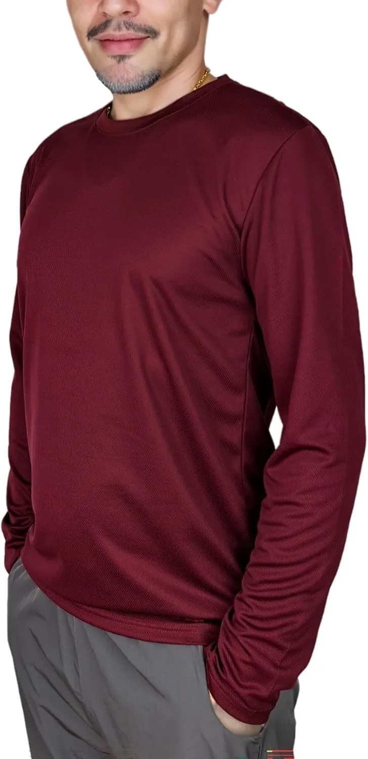 Mens Quick Dry T Shirts Long Sleeve Athletic Running Workout Sun Protective Fishing Hiking Tshirts Active Wicking Tee