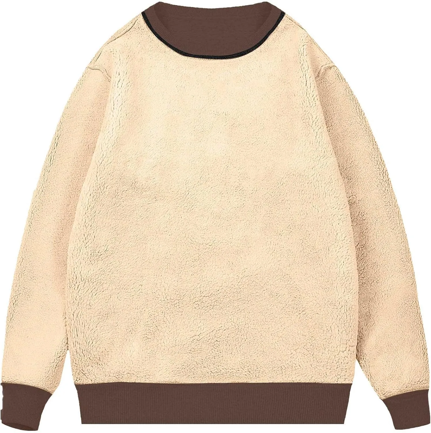Men's Sherpa Lined Fleece Thick Sweatshirt Oversized Warm Crewneck Heavyweight Long Sleeve Pullover Winter Tops
