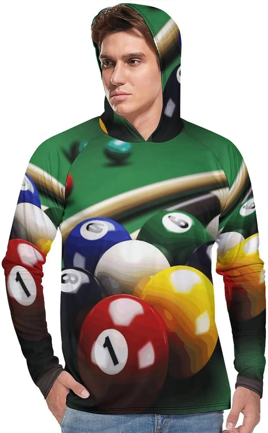 Men's UPF 50  Sun Protection Hoodie Outdoor UV Shirts Billiards Long Sleeve Quick Dry Fishing Hiking Shirt