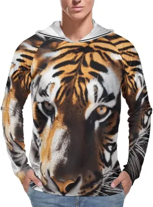 Men's UPF 50 Sun Protection Hoodie Outdoor UV Shirts Wild Animal Tiger Long Sleeve Quick Dry Fishing Hiking Shirt Men's UPF 50 Sun Protection Hoodie Outdoor UV Shirts Wild Animal Tiger Long Sleeve Quick Dry Fishing Hiking Shirt
