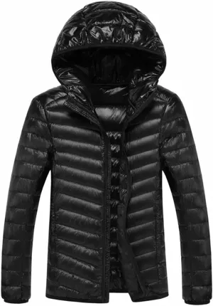 Men's Winter Down Coats Ultra Light Down Jacket Lightweight Feather Hooded Warm Portable Coat
