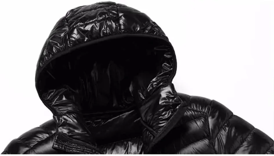 Men's Winter Down Coats Ultra Light Down Jacket Lightweight Feather Hooded Warm Portable Coat