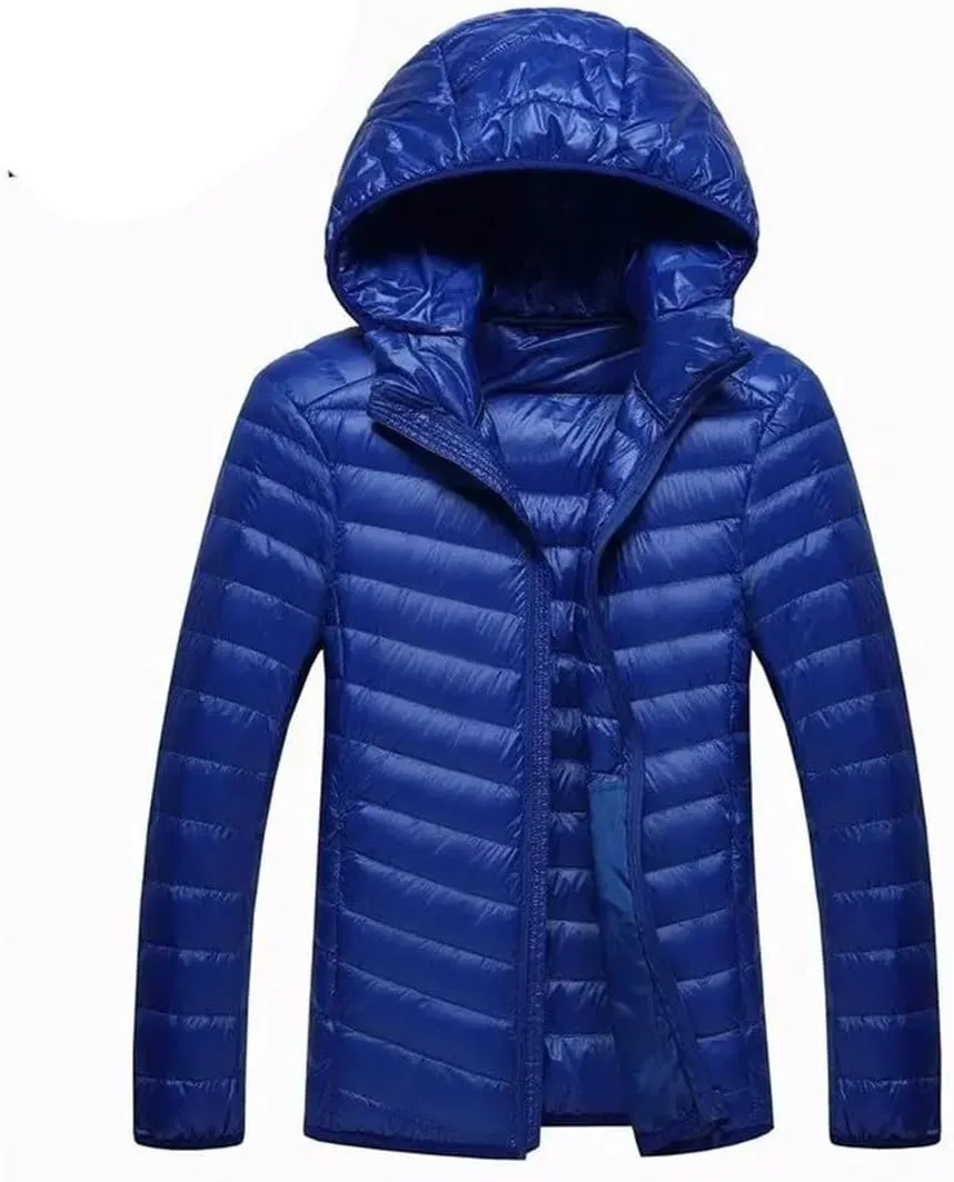 Men's Winter Down Coats Ultra Light Down Jacket Lightweight Feather Hooded Warm Portable Coat