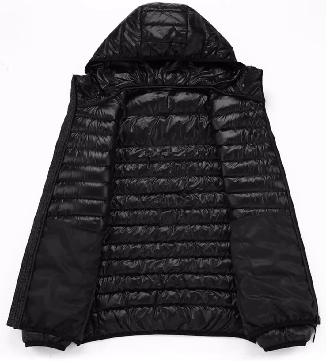 Men's Winter Down Coats Ultra Light Down Jacket Lightweight Feather Hooded Warm Portable Coat