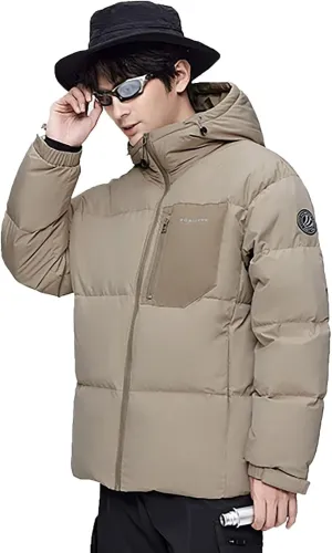 Men's Winter Short Down Jacket Hooded, Thickened Winter Warm Puffer Jacket Coat for Travel.
