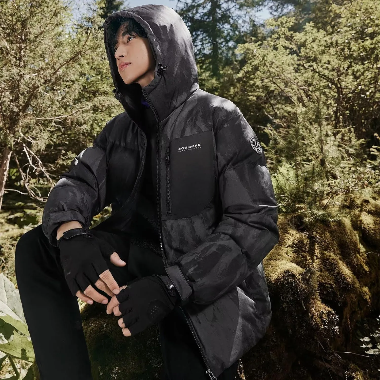 Men's Winter Short Down Jacket Hooded, Thickened Winter Warm Puffer Jacket Coat for Travel.
