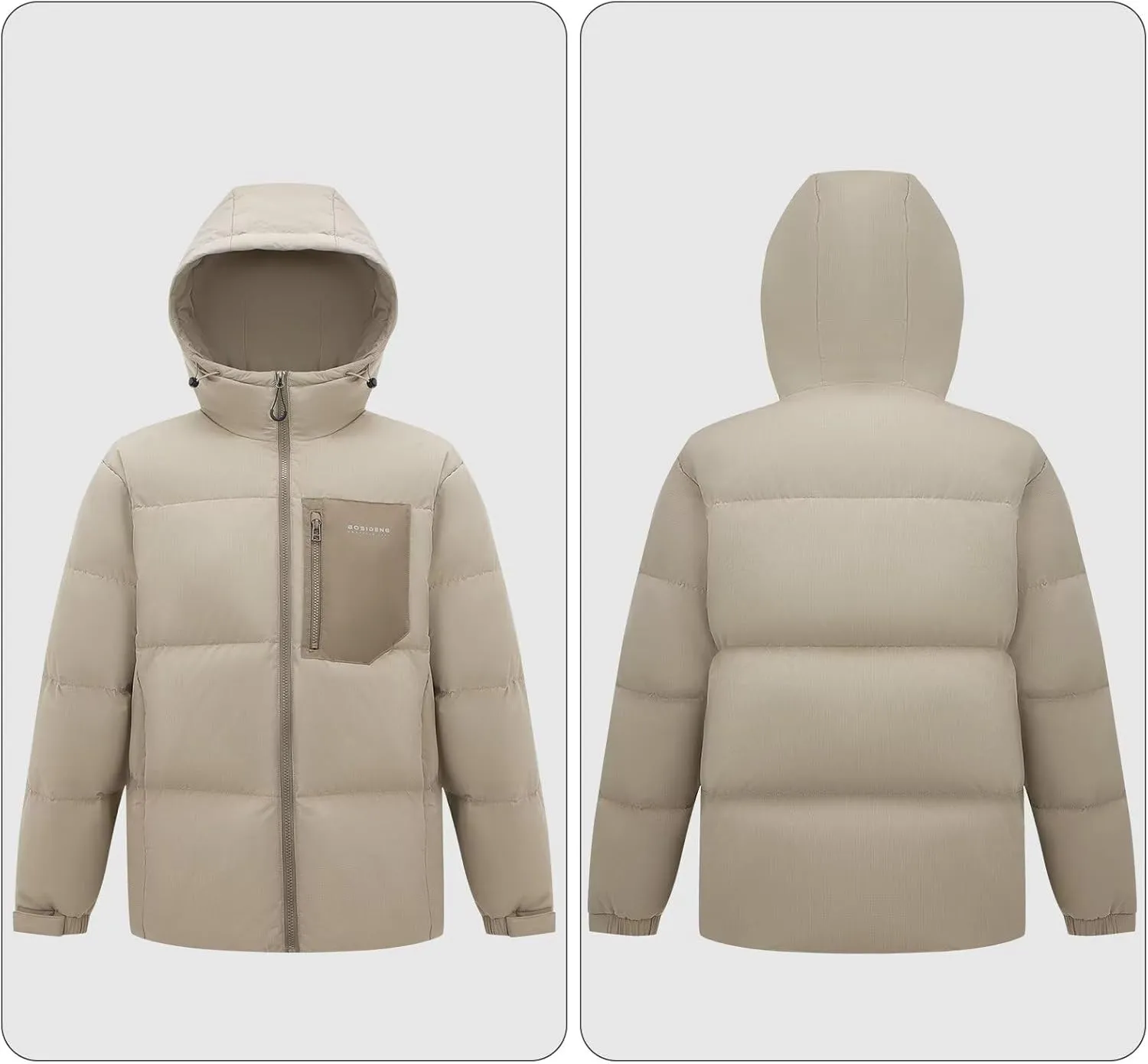 Men's Winter Short Down Jacket Hooded, Thickened Winter Warm Puffer Jacket Coat for Travel.
