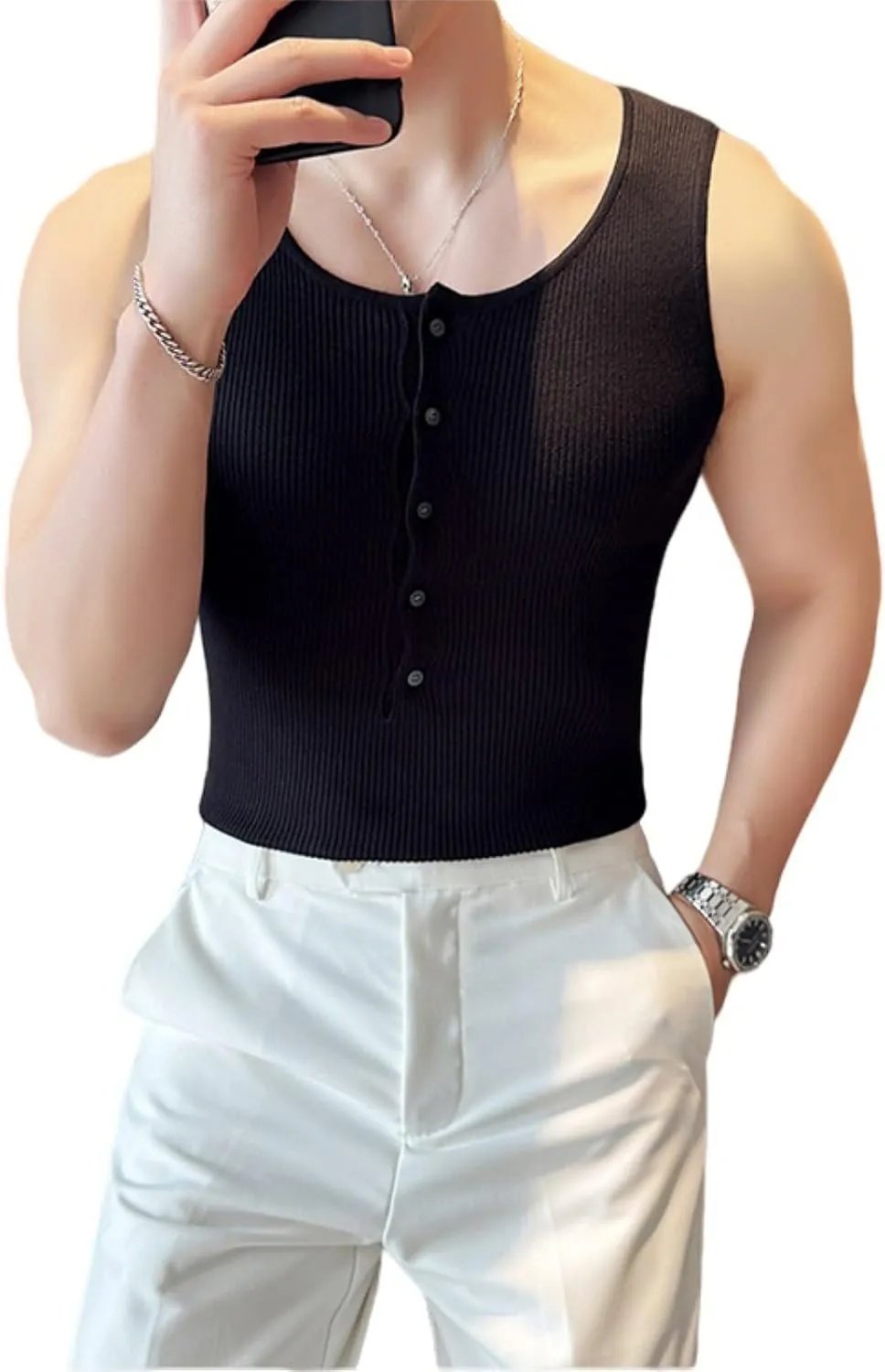 Men's Workout Tank Tops Sleeveless Quick Dry T Shirts Crew Neck Athletic Yoga Tee Shirts
