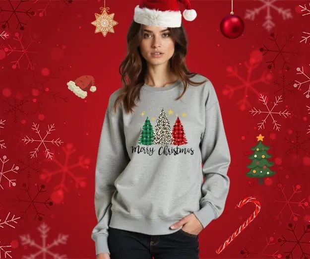 Merry Christmas Shirts for Women Merry and Bright Sweatshirts Xmas Tree Gnomes Graphic Tee Winter Snowman Fleece Top