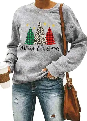 Merry Christmas Shirts for Women Merry and Bright Sweatshirts Xmas Tree Gnomes Graphic Tee Winter Snowman Fleece Top