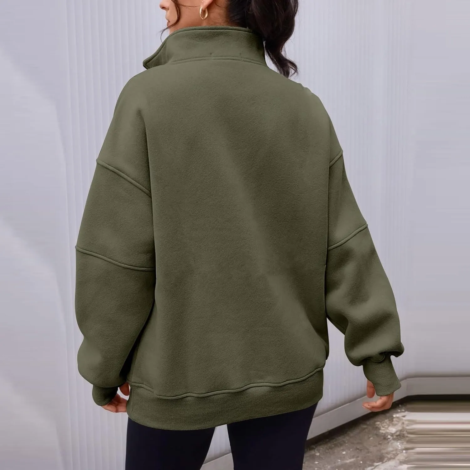 midelxp Half Zip Sweatshirt Women Fleece Oversized Hoodies Trendy Long Sleeve Quarter Zip Pullover Thumb Hole Winter Clothes