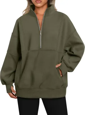 midelxp Half Zip Sweatshirt Women Fleece Oversized Hoodies Trendy Long Sleeve Quarter Zip Pullover Thumb Hole Winter Clothes