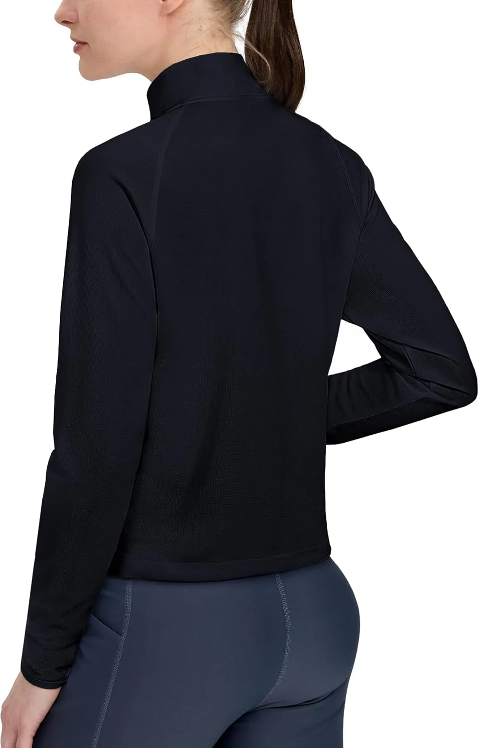 MIER Womens Athletic Jackets Light Weight Cropped Zip Up Workout Running Jacket UPF 50  Full Zip UV Shirts with Pockets