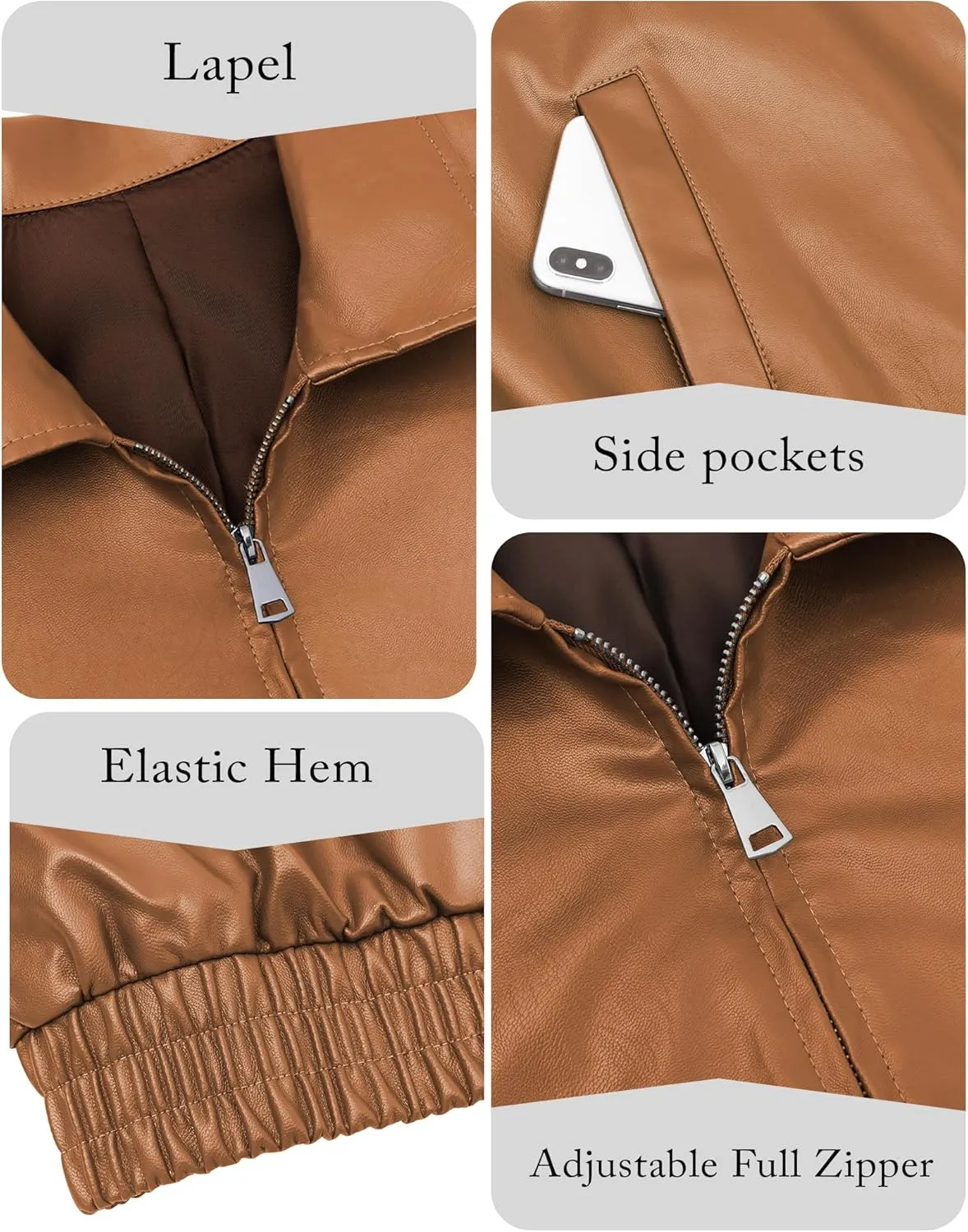 Miladusa Womens Oversized Leather Jackets Faux Casual Zip Up Trendy Bomber Motorcycle Jacket with Pockets S-XL