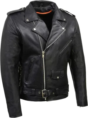 Milwaukee Leather LKM1781 Men's The Legend Classic Black Premium Leather Motorcycle Jacket w/Quilted Liner