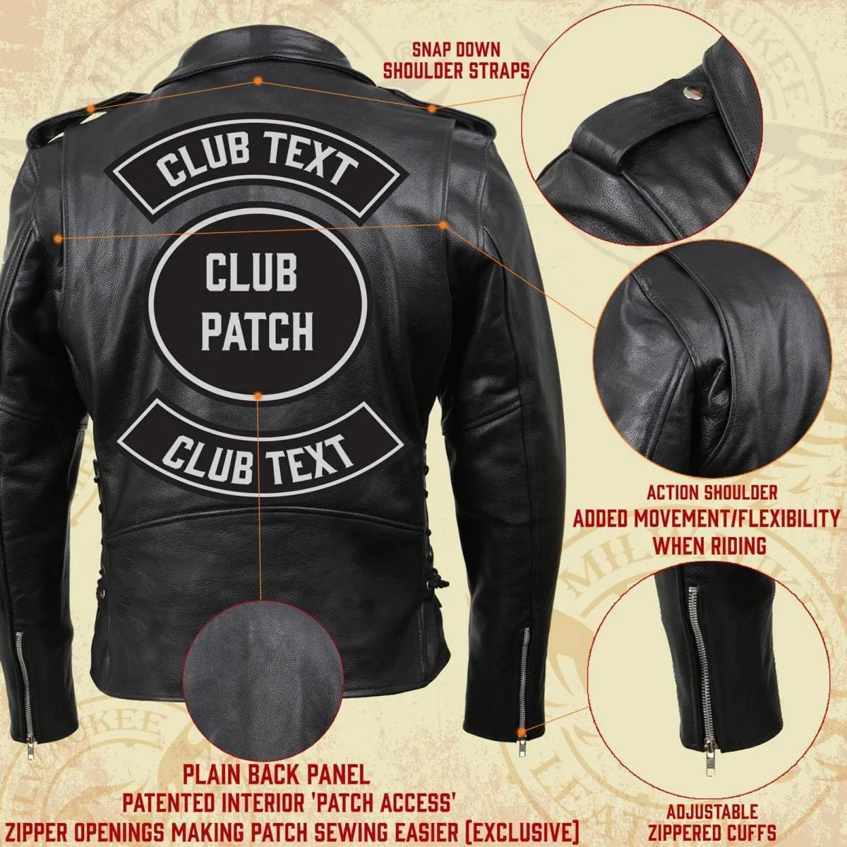 Milwaukee Leather LKM1781 Men's The Legend Classic Black Premium Leather Motorcycle Jacket w/Quilted Liner