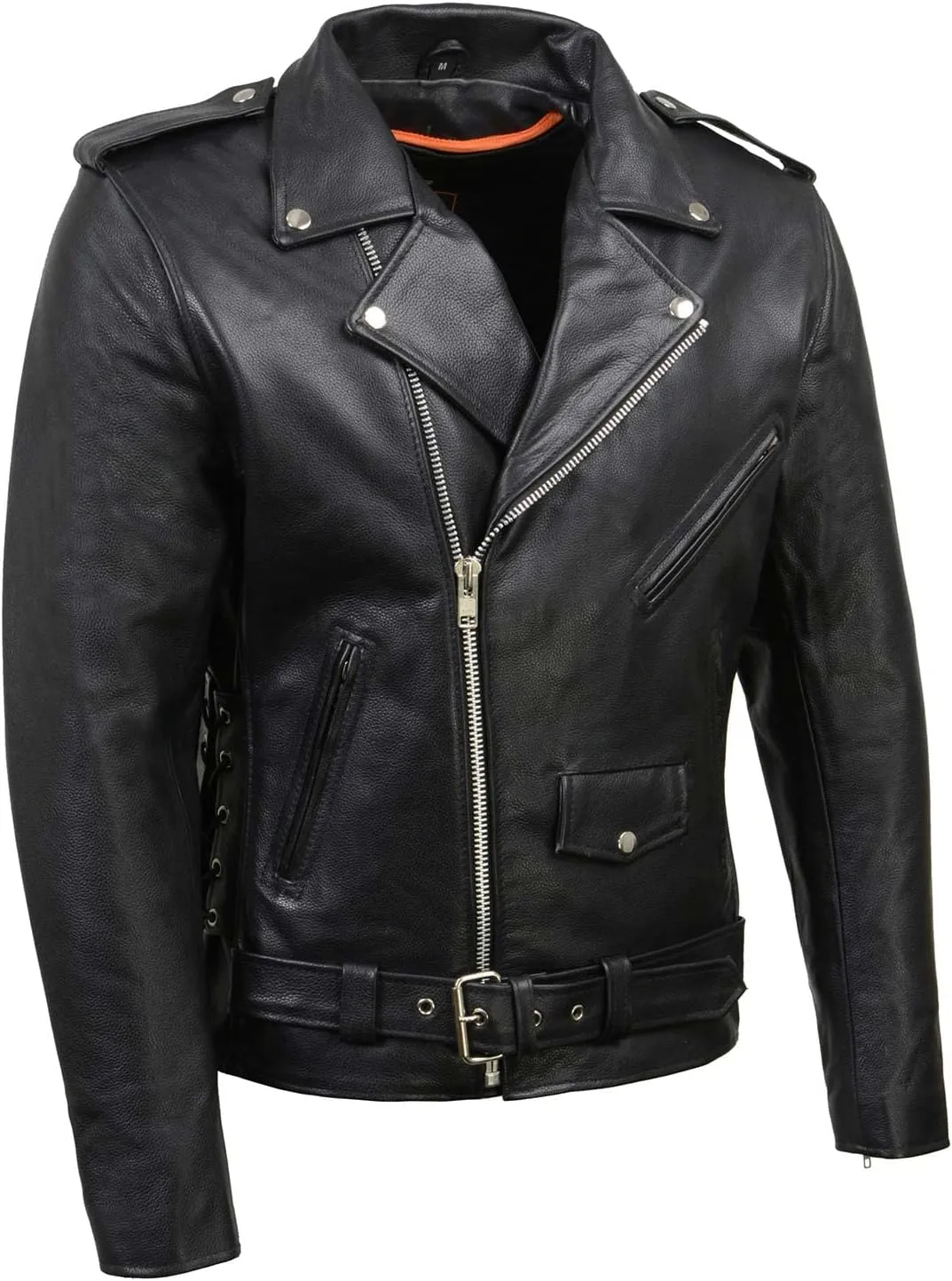 Milwaukee Leather LKM1781 Men's The Legend Classic Black Premium Leather Motorcycle Jacket w/Quilted Liner