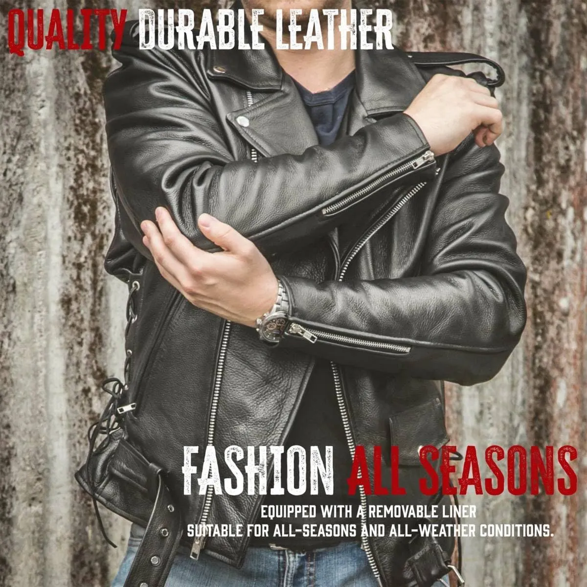 Milwaukee Leather LKM1781 Men's The Legend Classic Black Premium Leather Motorcycle Jacket w/Quilted Liner