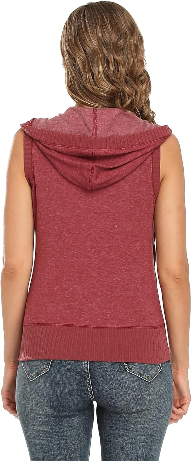 MISS MOLY Women's Sleeveless Hoodies Sweatshirt Basic Solid Zip Up Vest Hoodie