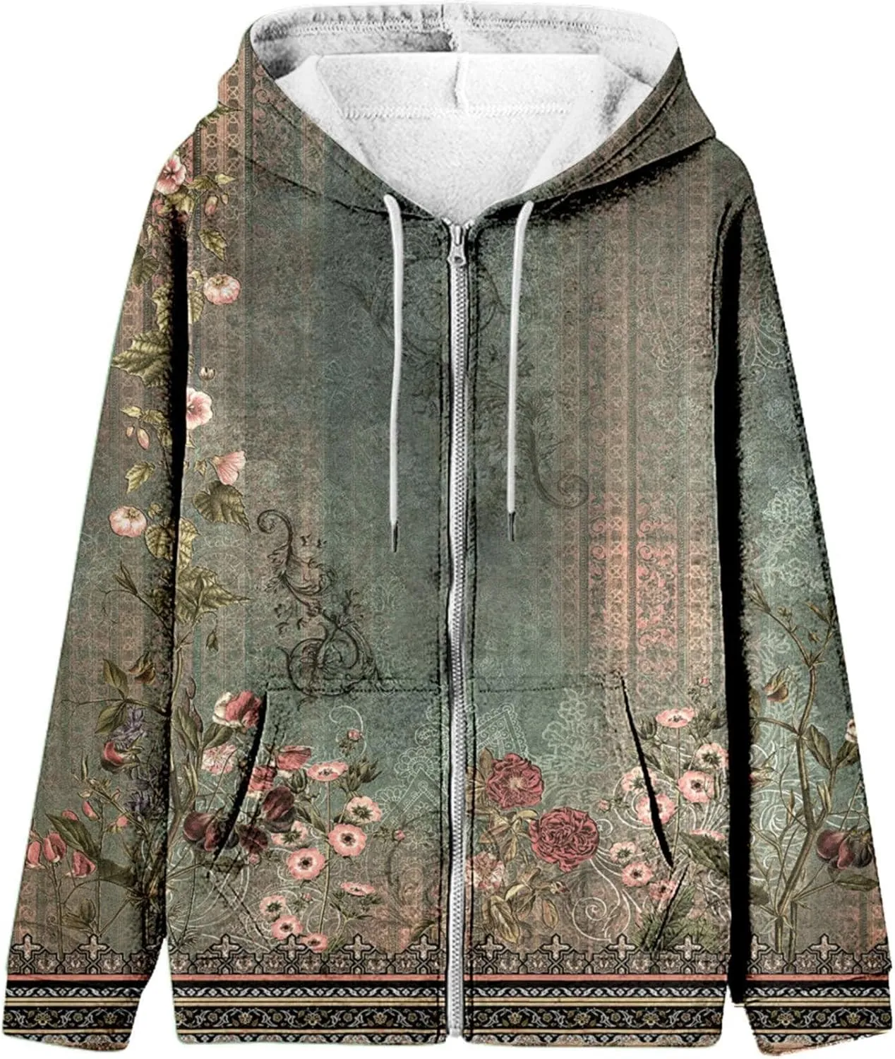 Muyise Womens Full Zip Up Hoodies Long Sleeve Oversized Y2K Coat Trendy Fall Outfits Casual Drawstring Jackets with Pockets