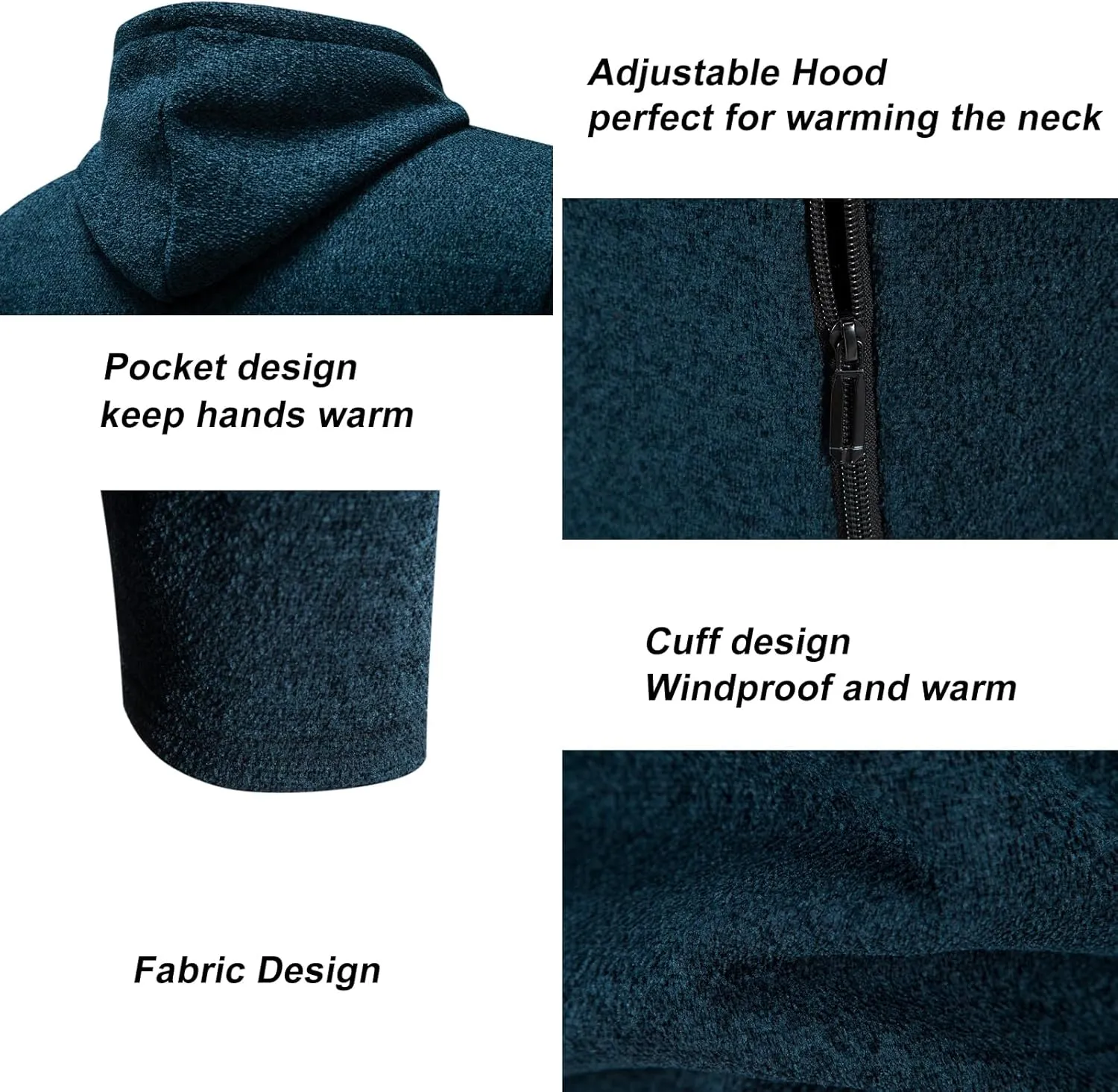 Mylldey Men's Long Cardigan Hoodies Full-zip Fleece Lined Sweaters Knit Regular Fit Casual Sweater Hooded Coat wiht Pocket