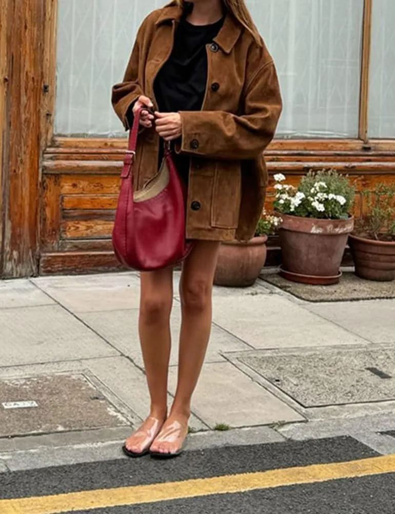 Mywinway Suede Jacket for Women 2024 Fall Winter Y2k Oversized Casual Faux Leather Blazer Jackets Trench Coat Outerwear