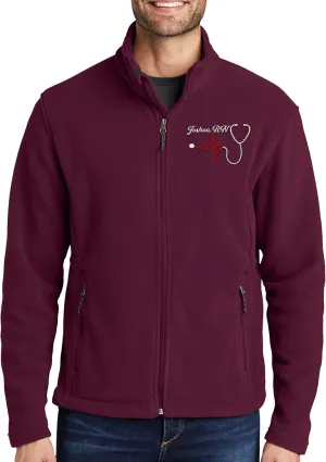 NACRE APPAREL Custom Embroidered Midweight Fleece Jacket for Men & Women Personalized Stethescope Print Jacket
