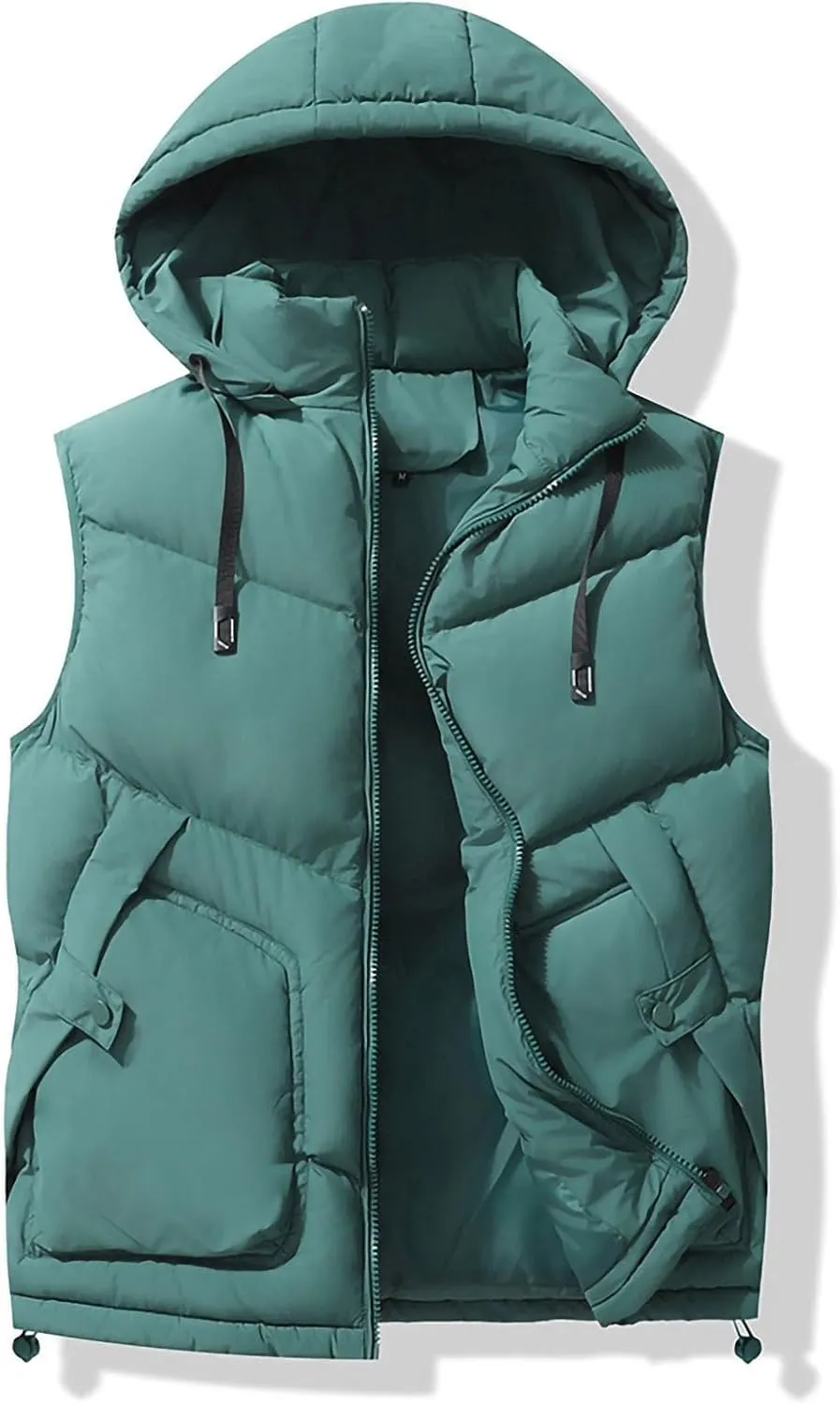 NATHGAM Men's Hooded Puffer Vest Zip Up Lightweight Quilted Gilet Sleeveless Down Jacket Winter Warm Cotton Padded Waistcoat