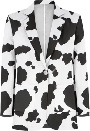 Novelty Women's Casual Blazers Long Sleeve Open Front Button Work Offic Blazer Jackets with Pockets