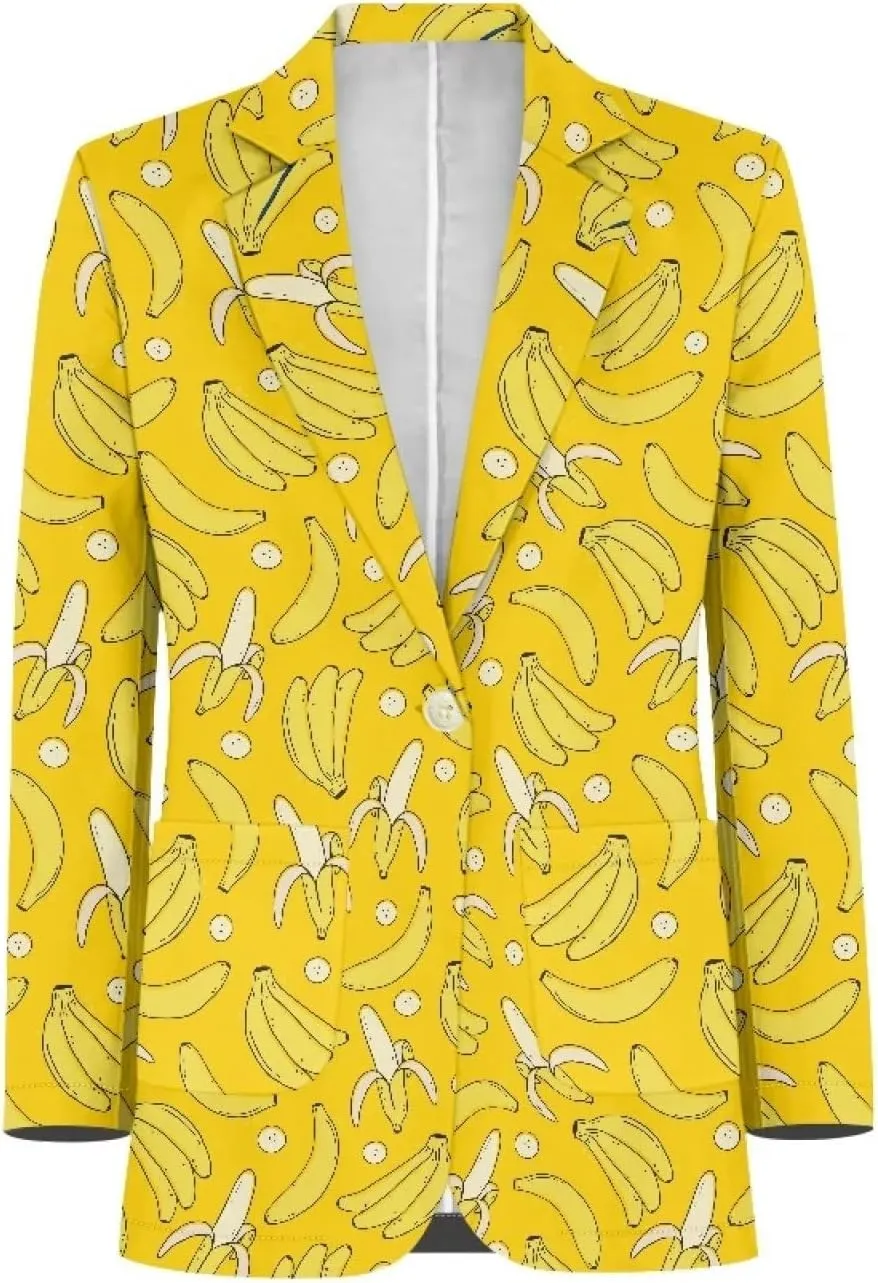 Novelty Women's Casual Blazers Long Sleeve Open Front Button Work Offic Blazer Jackets with Pockets