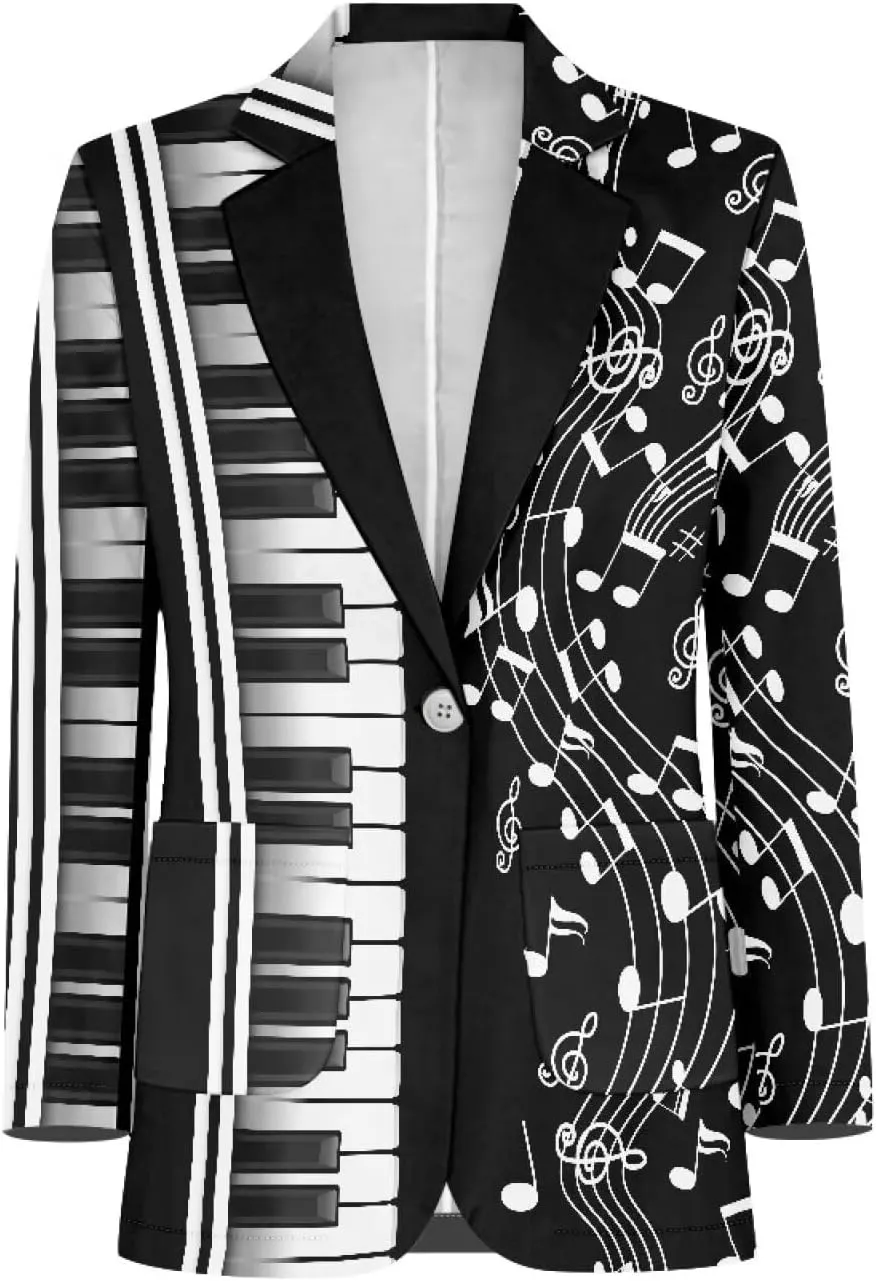 Novelty Women's Casual Blazers Long Sleeve Open Front Button Work Offic Blazer Jackets with Pockets