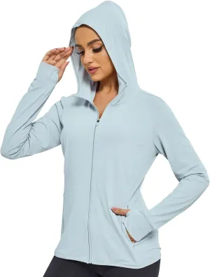 NSANGU Women's UPF 50  Sun Protection Outdoor Lightweight Full Zip Hoodie Jacket Long Sleeve Fishing Hiking Performance Shirt