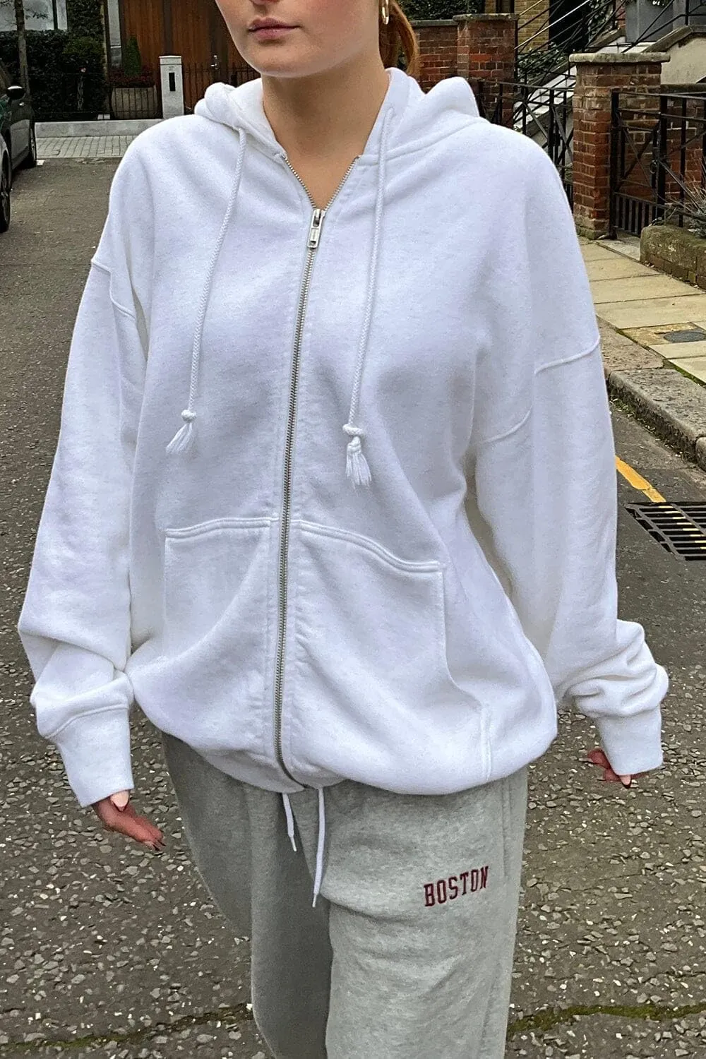 NUFIWI Women's Oversized Zip Up Hoodie Loose Long Sleeve Hooded Sweatshirt with Pockets Casual Jacket Preppy Streetwear