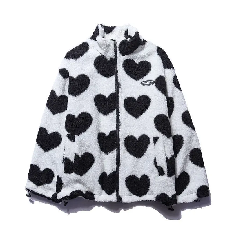 Octavia  Reversible Heart Print Fleece Jacket