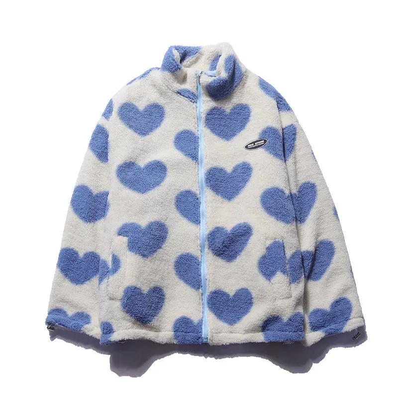 Octavia  Reversible Heart Print Fleece Jacket