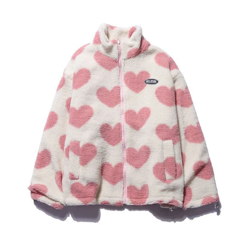 Octavia  Reversible Heart Print Fleece Jacket
