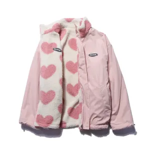 Octavia  Reversible Heart Print Fleece Jacket