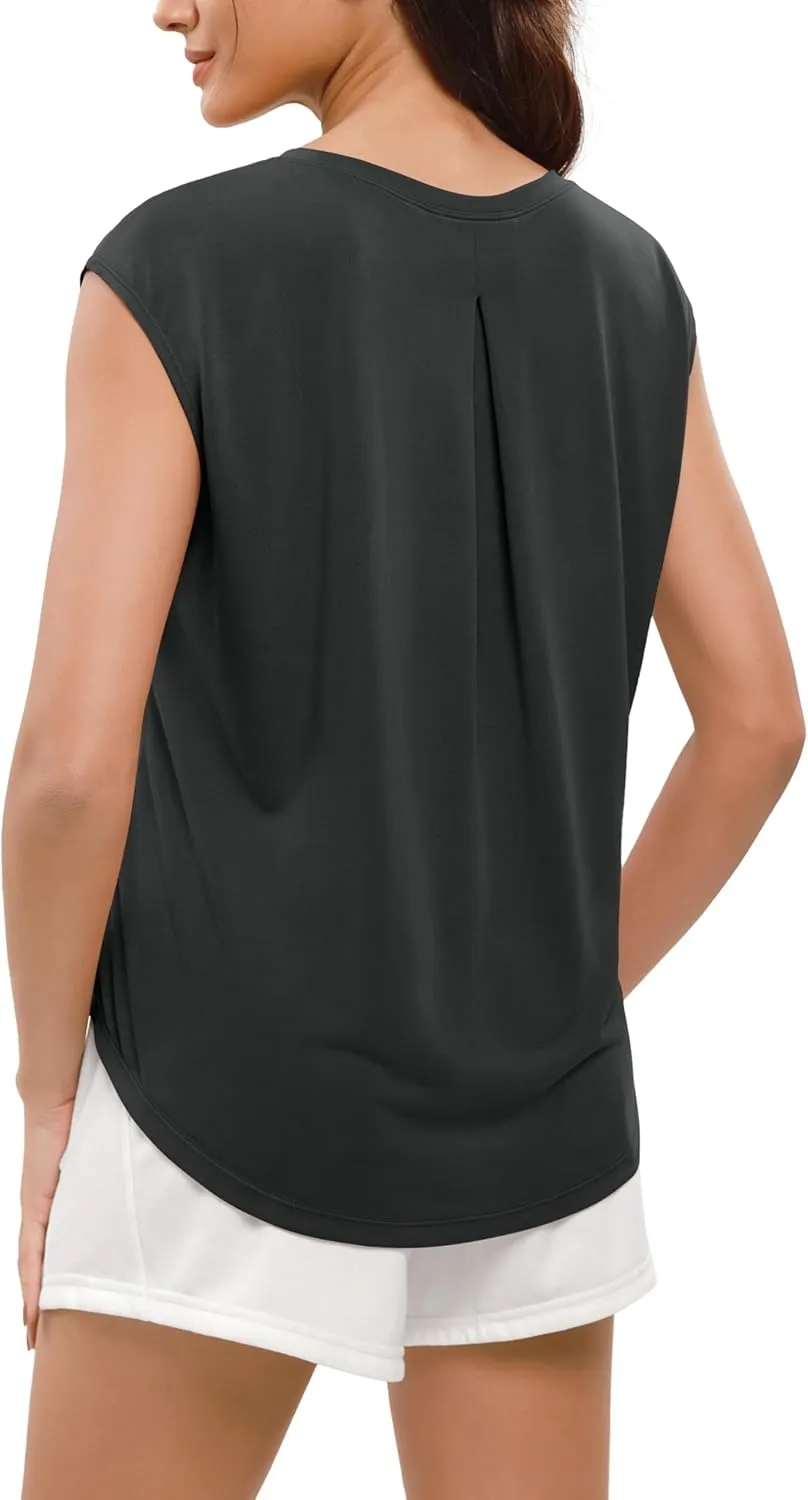 ODODOS Modal Soft Sleeveless Shirts for Women Crew Neck Yoga Tee Summer Flowy Workout Tank Tops