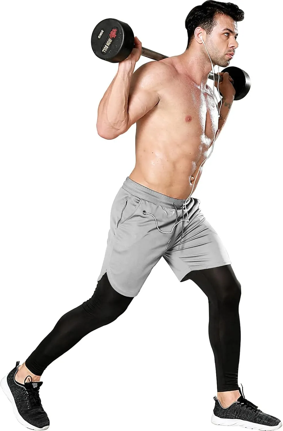 OEBLD Mens 2 in 1 Athletic Running Pants Quick Dry Gym Workout Shorts for Men Compression Pants with Pockets