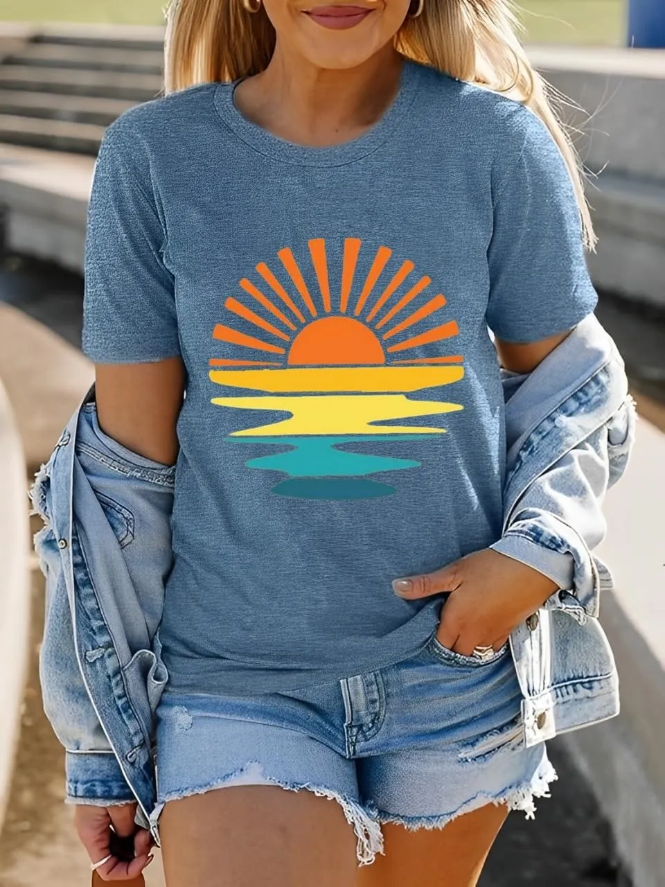 Outdoor Shirts for Women Retro Graphic Print Hiking Mountain T Shirts Summer Comfort Beach Hiking Workout Tee Tops