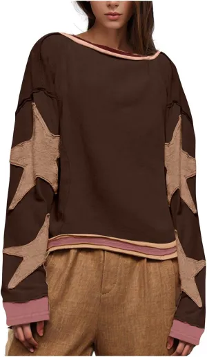 Oversized Graphic Sweatshirt for Women Vintage Crewneck Pullover Tops Long Sleeve Casual Fall Clothes Y2k Outfits
