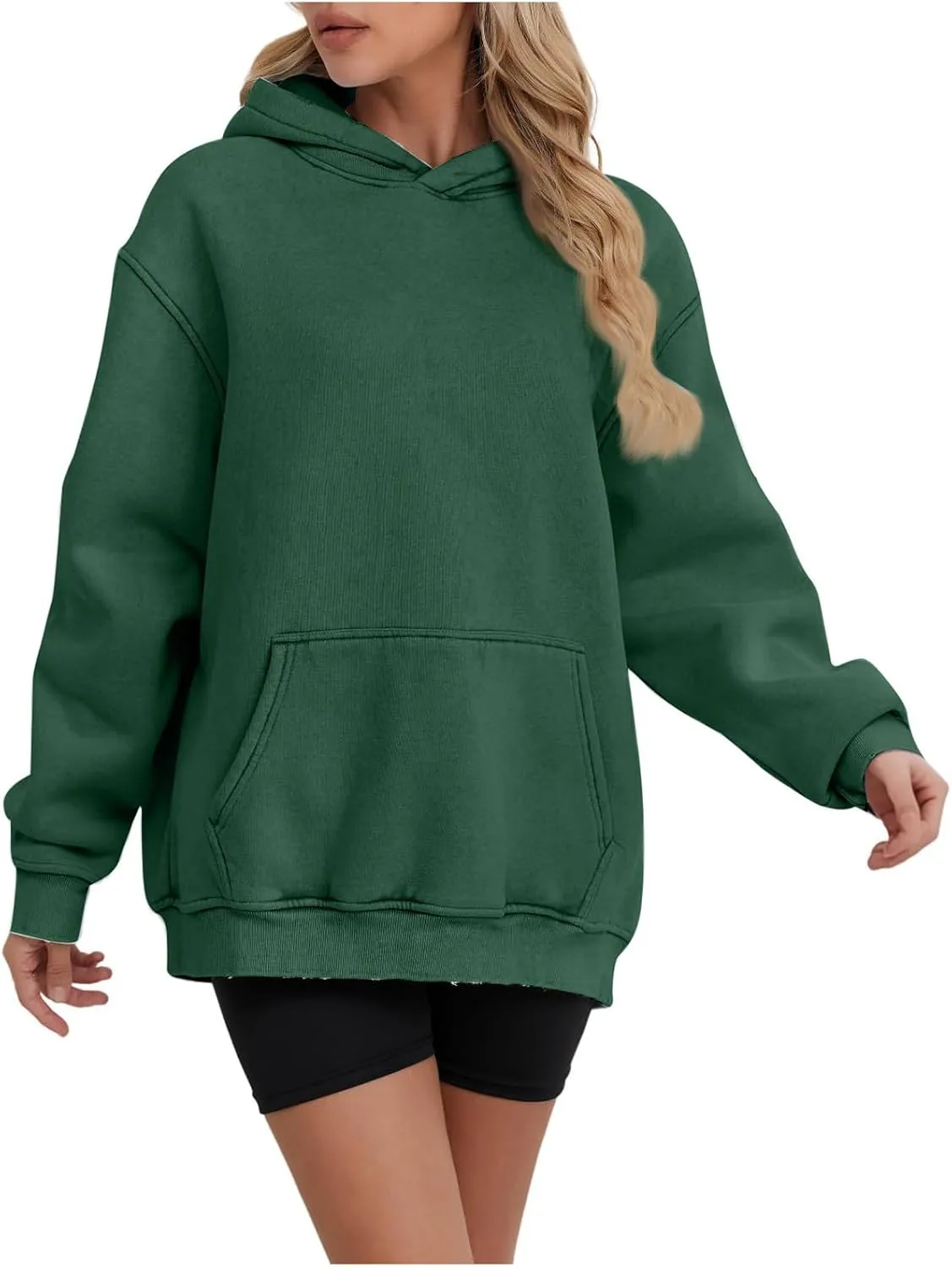 Oversized Hoodies for Women Trendy Plus Size Long Sleeve Solid Sweatshirt Loose Casual Comfy Pullover Top with Pocket
