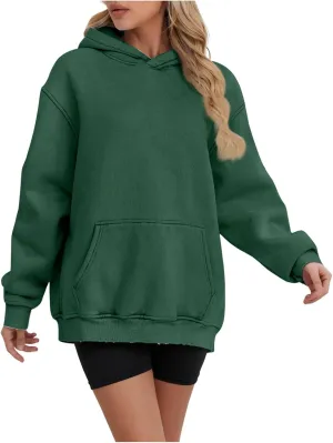 Oversized Hoodies for Women Trendy Plus Size Long Sleeve Solid Sweatshirt Loose Casual Comfy Pullover Top with Pocket