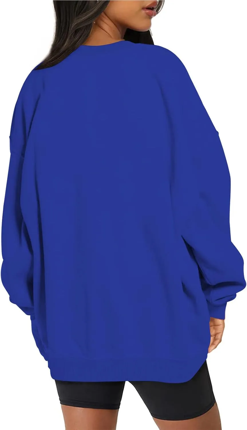 Oversized Sweatshirts for Women Long Sleeve Crew Neck Pullover Casual Loose Silod Color Fleece Tops Sweaters