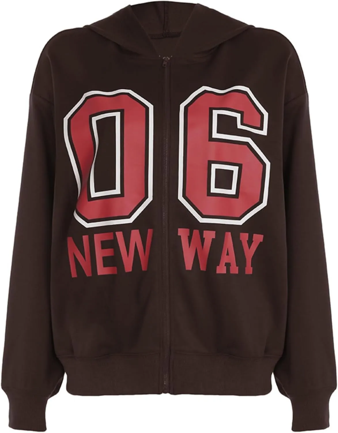 Oversized Zip Up Hoodie Women Number 06 Graphic Hooded Sweatshirt Y2k Jacket Streetwear for Fall Winter 2024