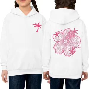 Palm Puff Hoodie for Kids Letter Graphic Hoodie Cute Preppy Sweatshirt Teen Girls Long Sleeve Tops with Pockets