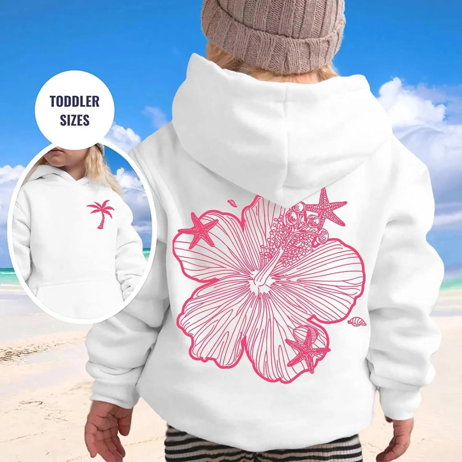 Palm Puff Hoodie for Kids Letter Graphic Hoodie Cute Preppy Sweatshirt Teen Girls Long Sleeve Tops with Pockets