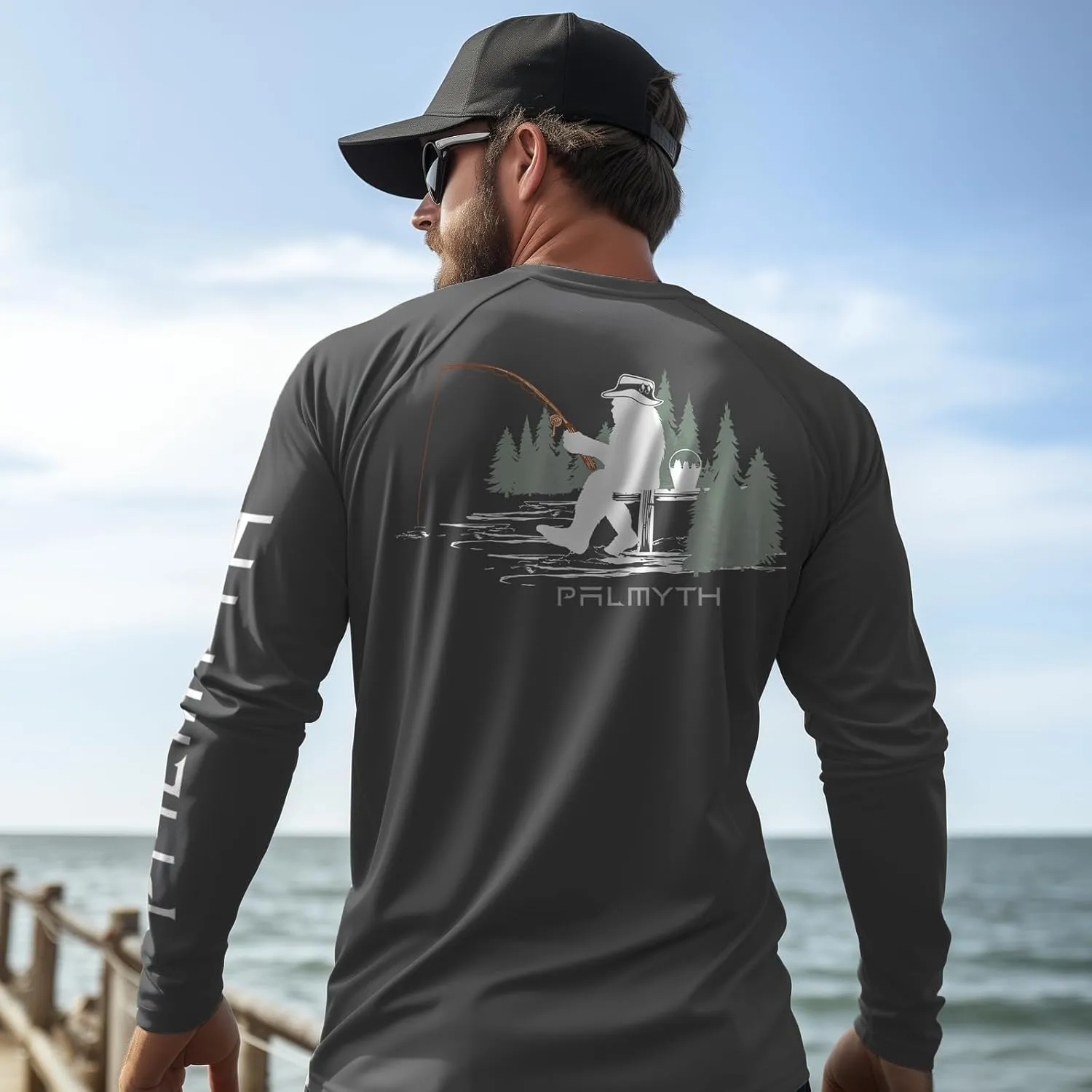 Palmyth Fishing Shirts for Men Long Sleeve UPF 50  T Shirt Sun Protection Tee